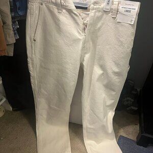 Abercrombie Cream/Off White Loose Fit Workwear Jean